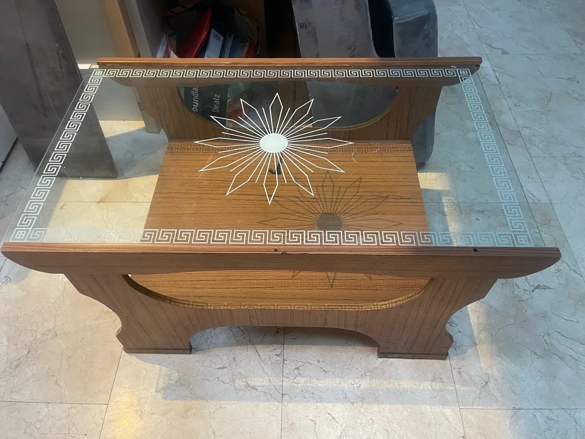 Lovely Glass Topped Wooden Coffee Table - Image 1