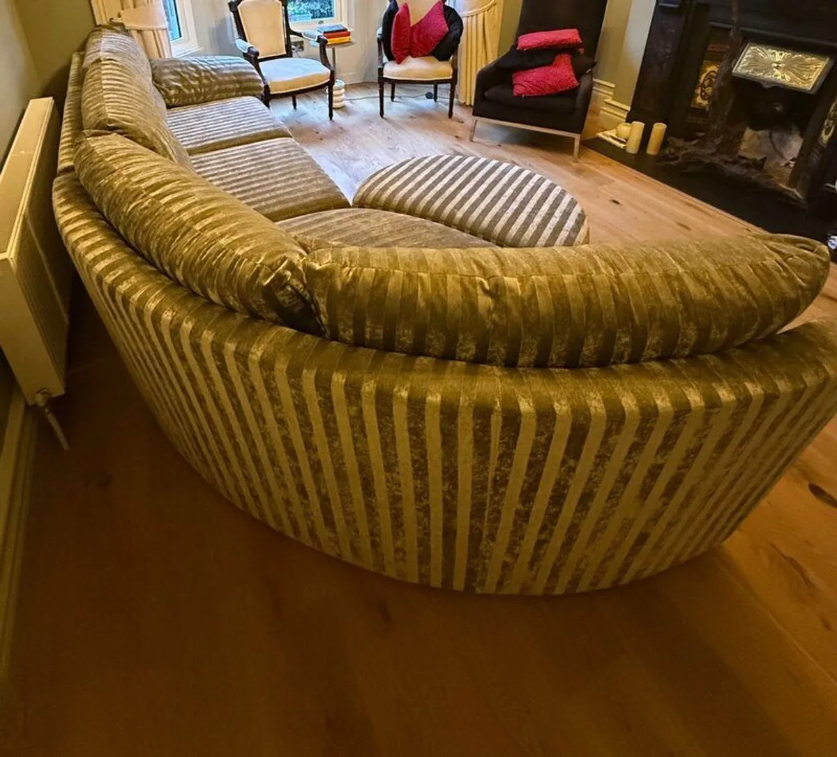 Luxury Bespoke Curved  Sofa & Matching Footstool - Image 2