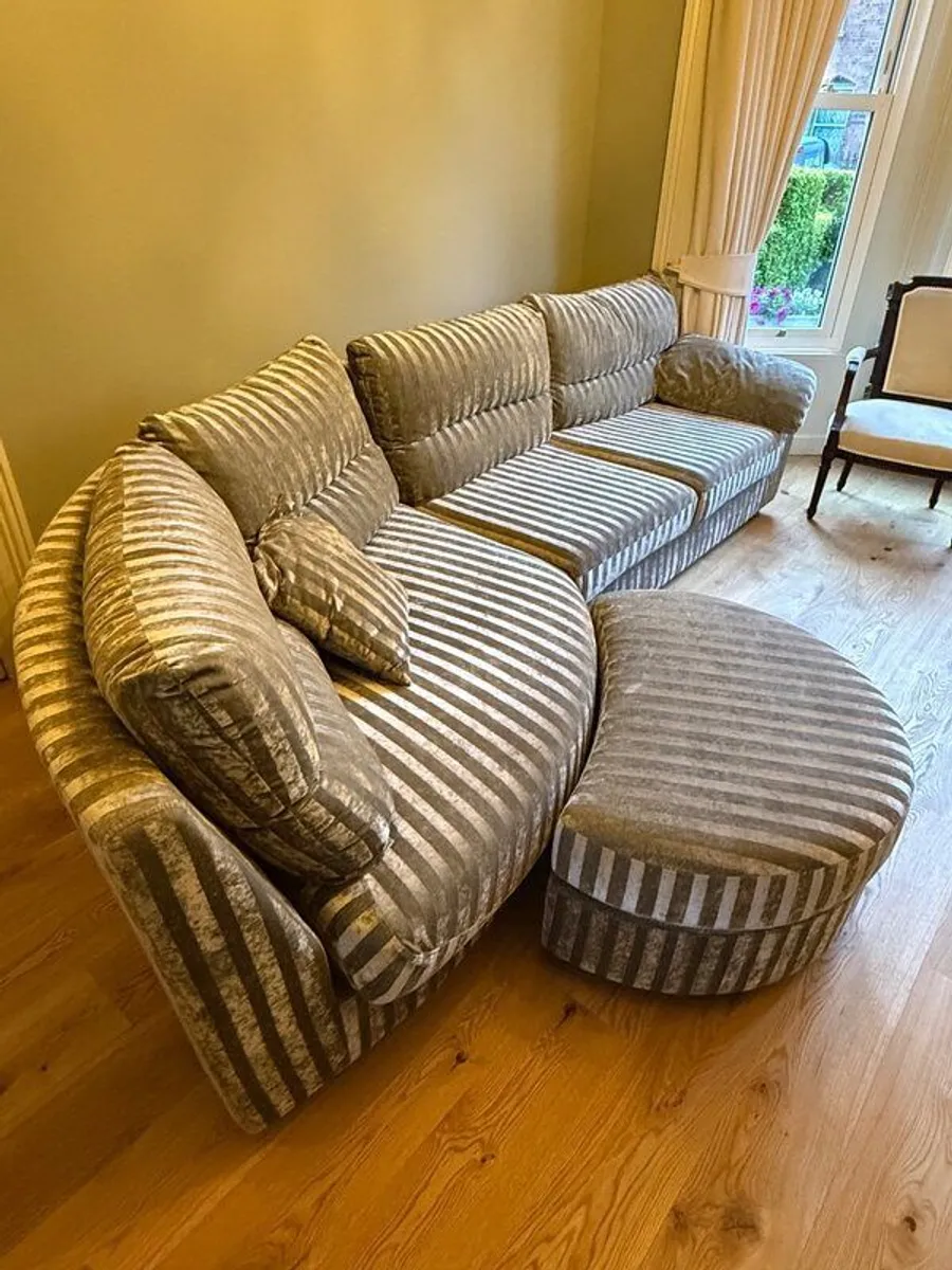 Luxury Bespoke Curved  Sofa & Matching Footstool - Image 3
