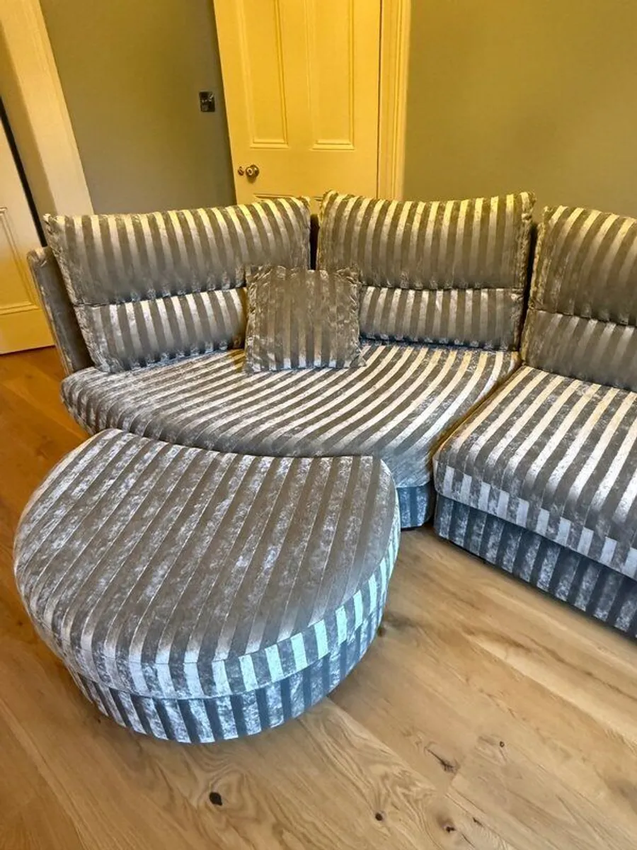 Luxury Bespoke Curved  Sofa & Matching Footstool - Image 4