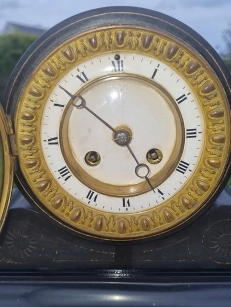 Japy Freres French Black Marble Mantel Clock - Image 3