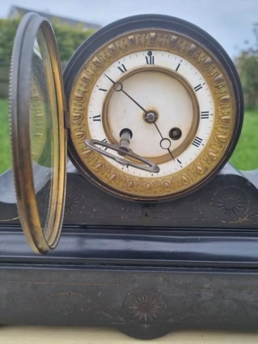 Japy Freres French Black Marble Mantel Clock - Image 4