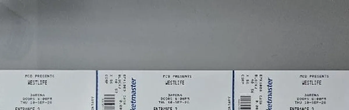 Westlife seated tickets x3 September 10th