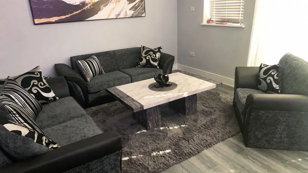 Black-fabio-3-2-1-sofa-suite-in-excellent-condition- - Image 1