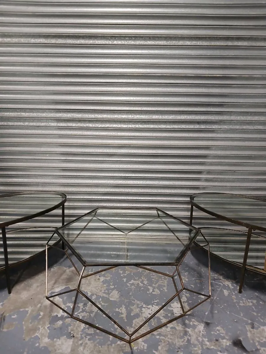 West Elm Faceted Glass Coffee Table - Image 4