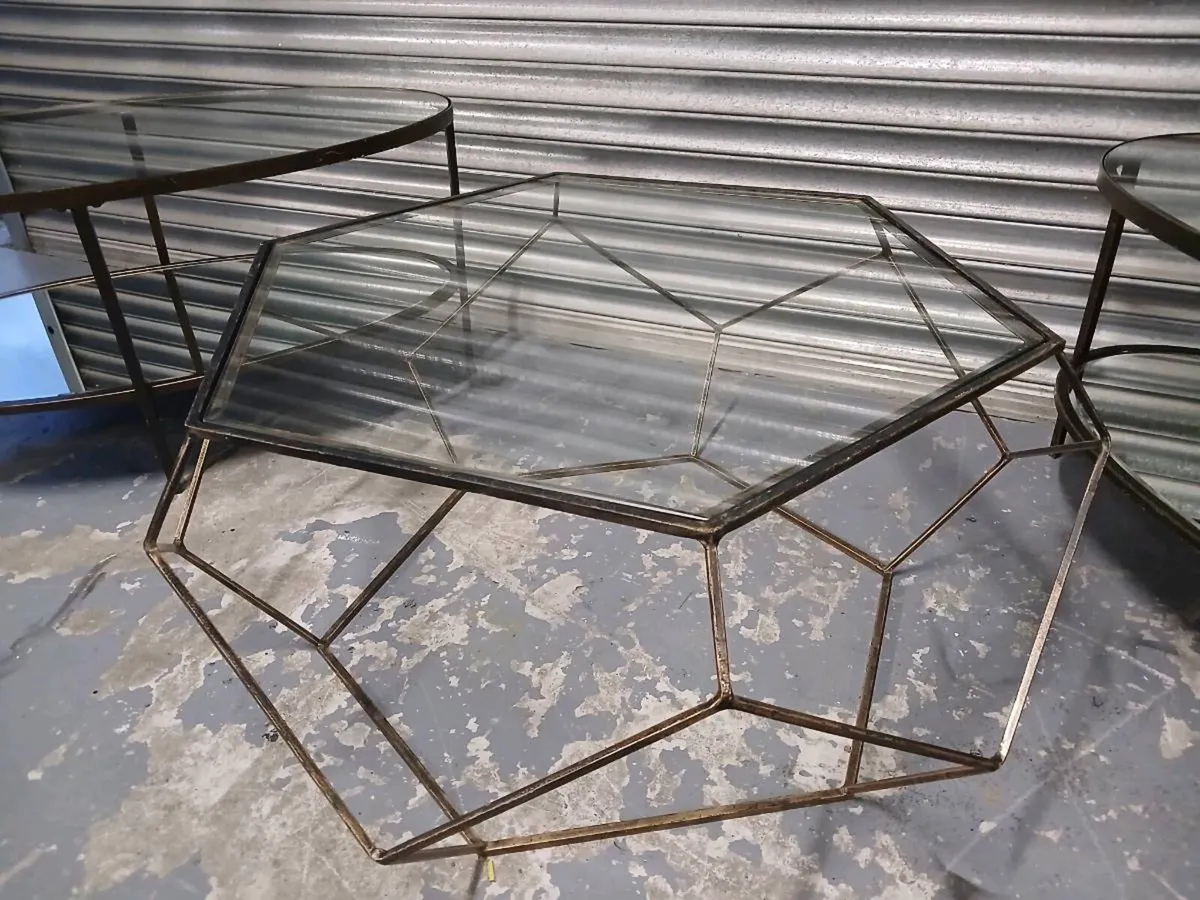 West Elm Faceted Glass Coffee Table - Image 1
