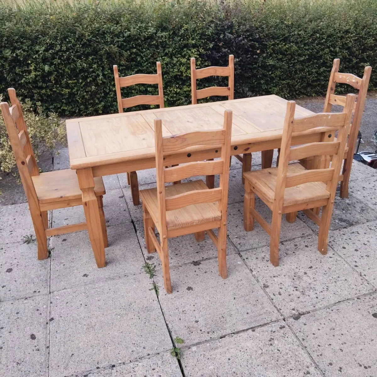 Mexican Pine table and 6 chairs. - Image 1