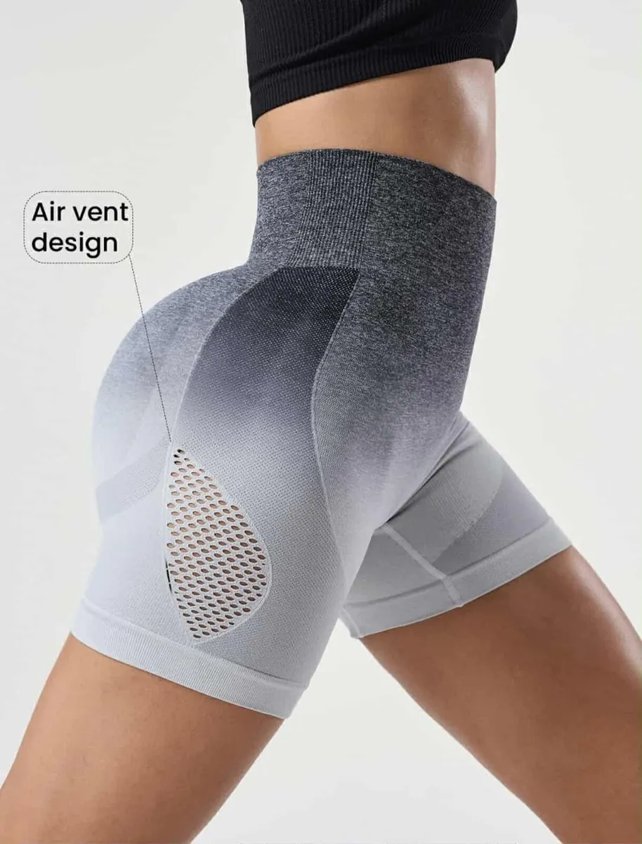 Seamless Ombre High-Waist Sports Shorts - Image 1