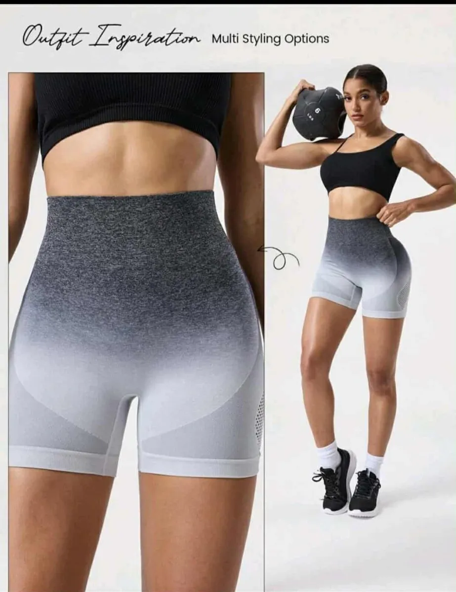 Seamless Ombre High-Waist Sports Shorts - Image 2