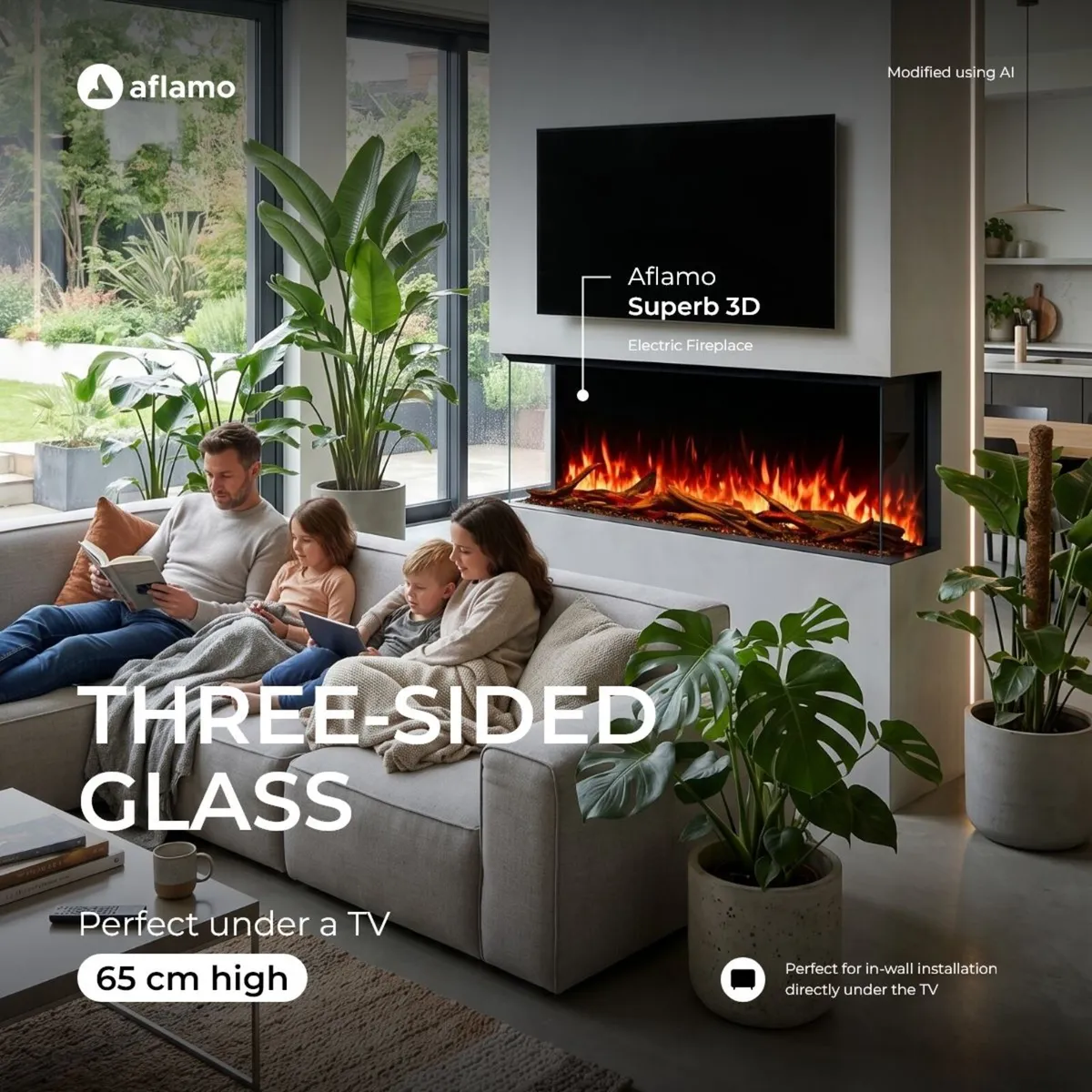 3 sides Electric fireplace. FREE delivery - Image 1