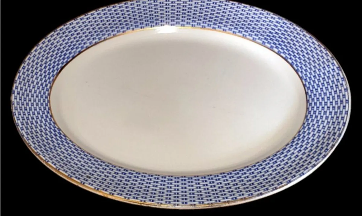 Antique Soho Pottery "Montauban" Blue Basket-Weave - Image 3