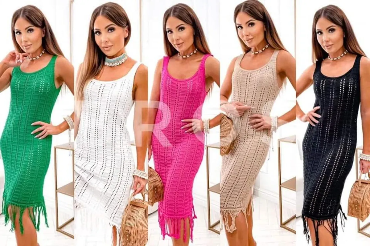 Boho Knitted Dress With Fringes 6-12 - Image 2
