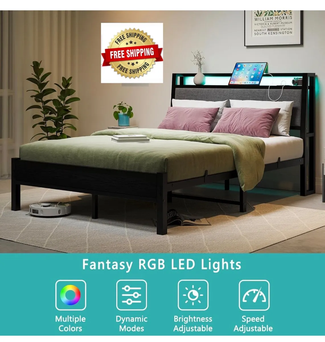 Double Bed Frame, 4FT6 Bed Frame Ergonomics Double - Image 1