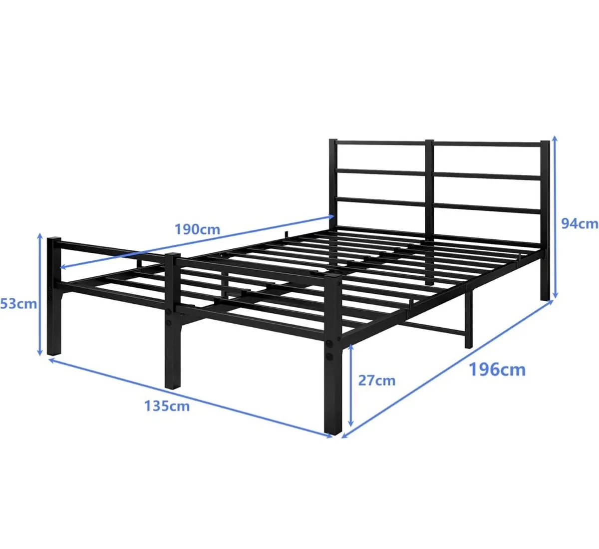 16cm Low Profile 4ft6 Double Bed Frame with Metal - Image 3
