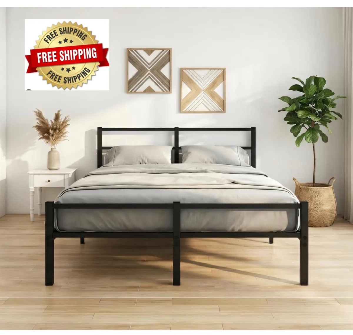 16cm Low Profile 4ft6 Double Bed Frame with Metal - Image 1