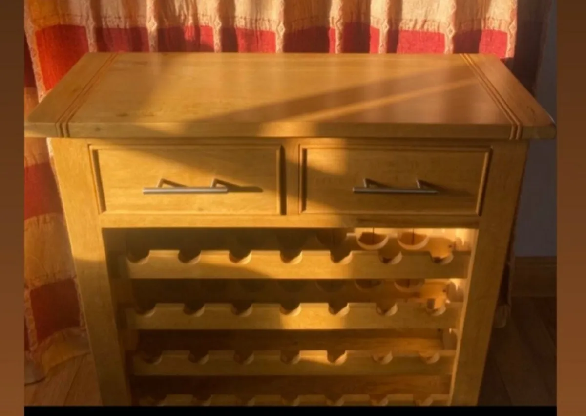 Solid oak wine rack sideboard - Image 1