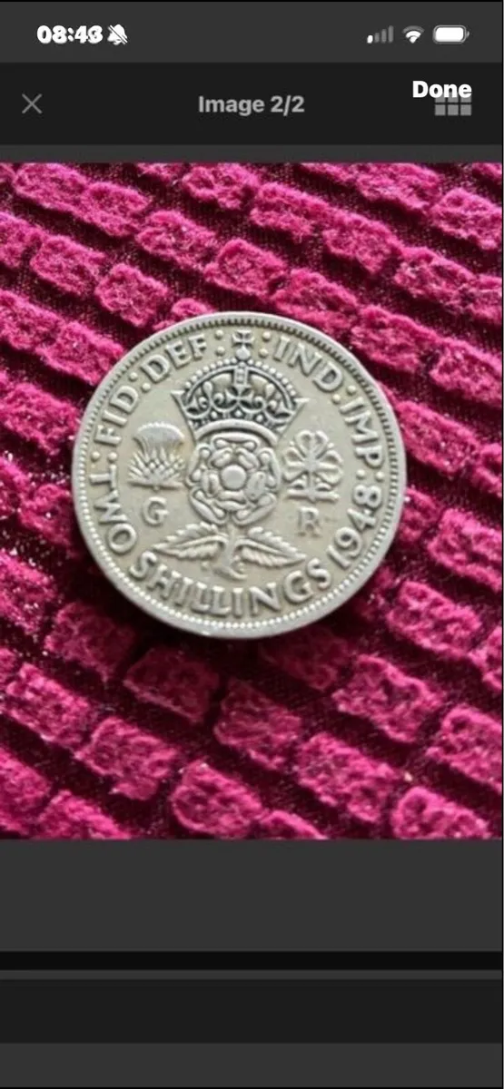 1948 British Two Shilling Coin - Image 1