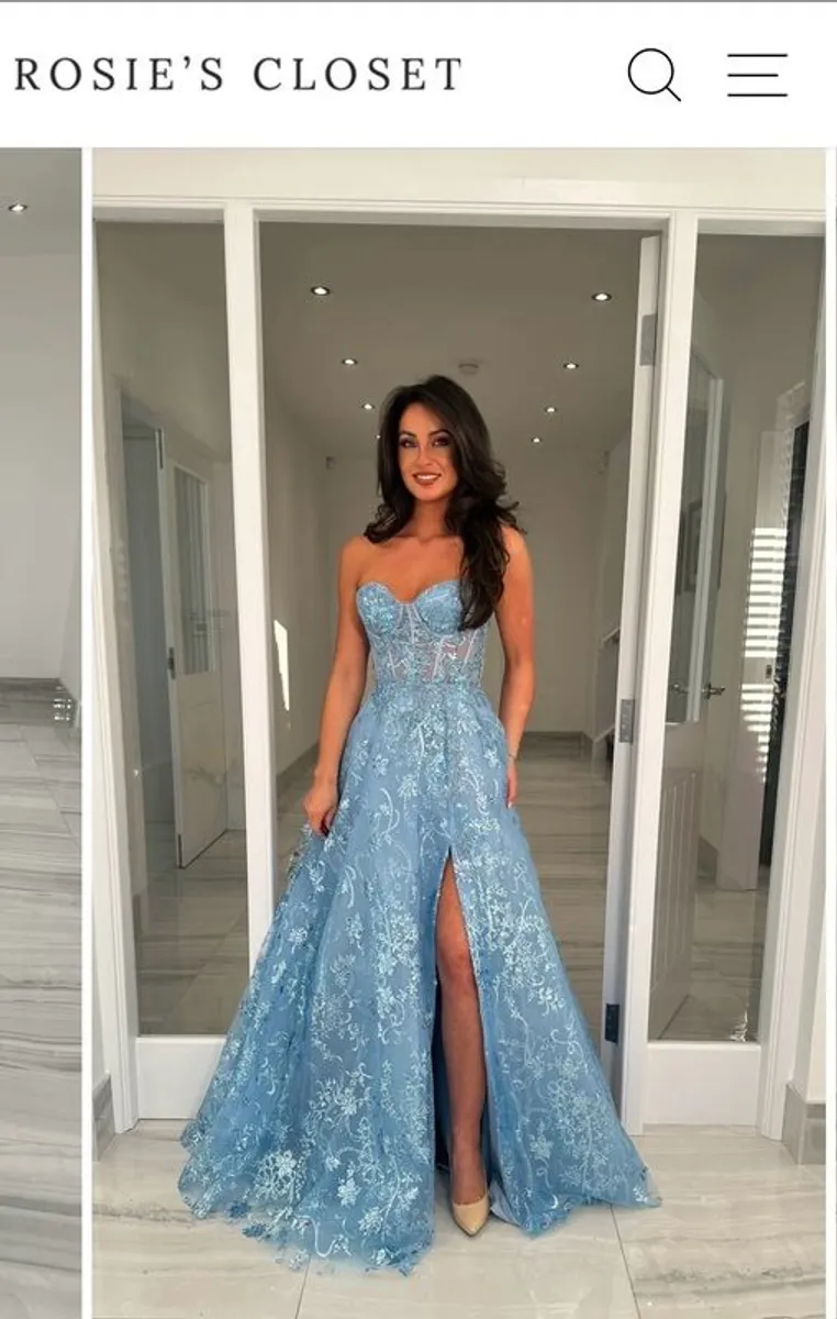 Stunning Blue Debs Dress (strapless or with straps) with sparkle) - Image 2