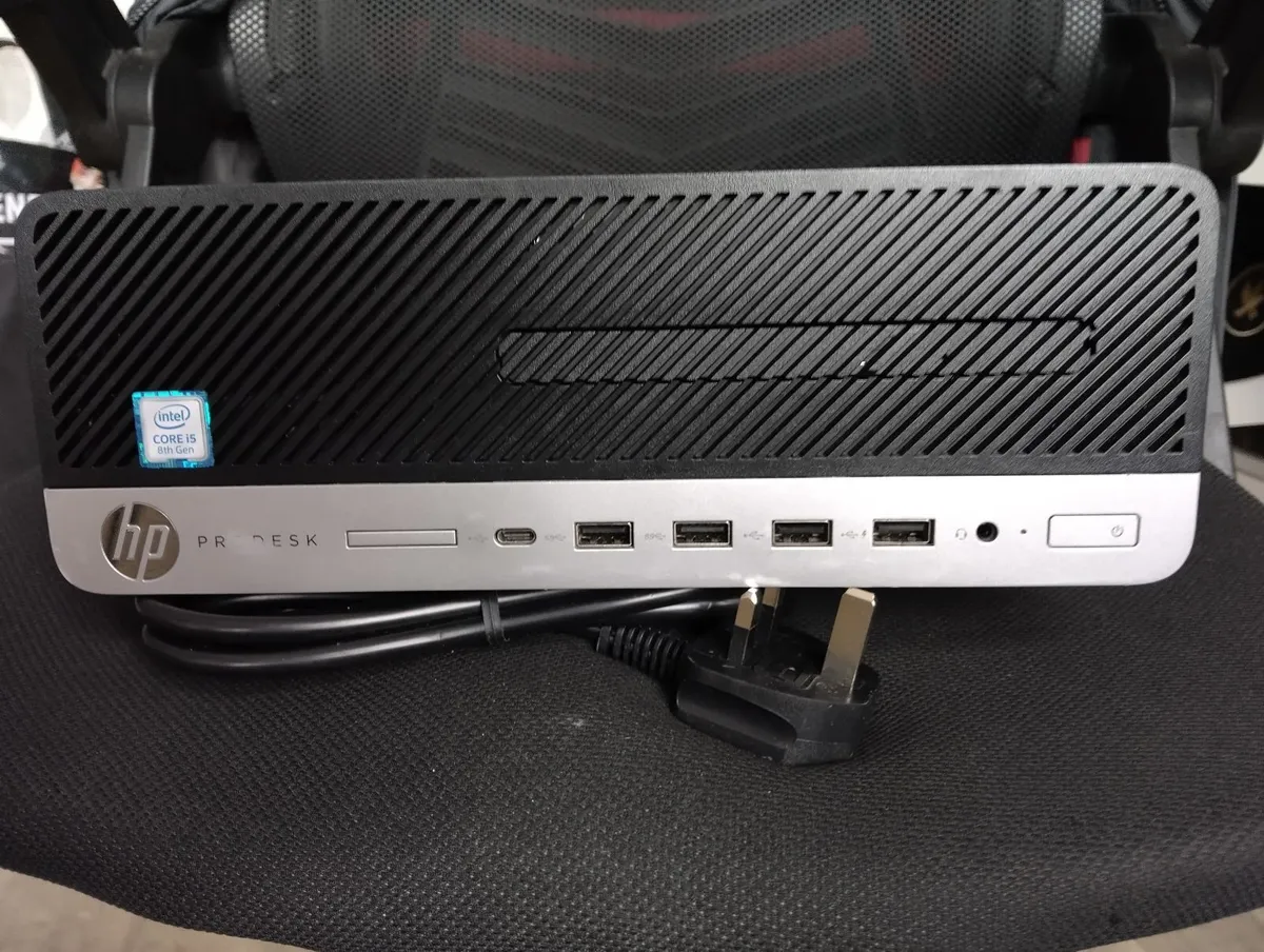 HP ProDesk 600 G4 SFF (i5 8th Gen) and power cable - Image 1