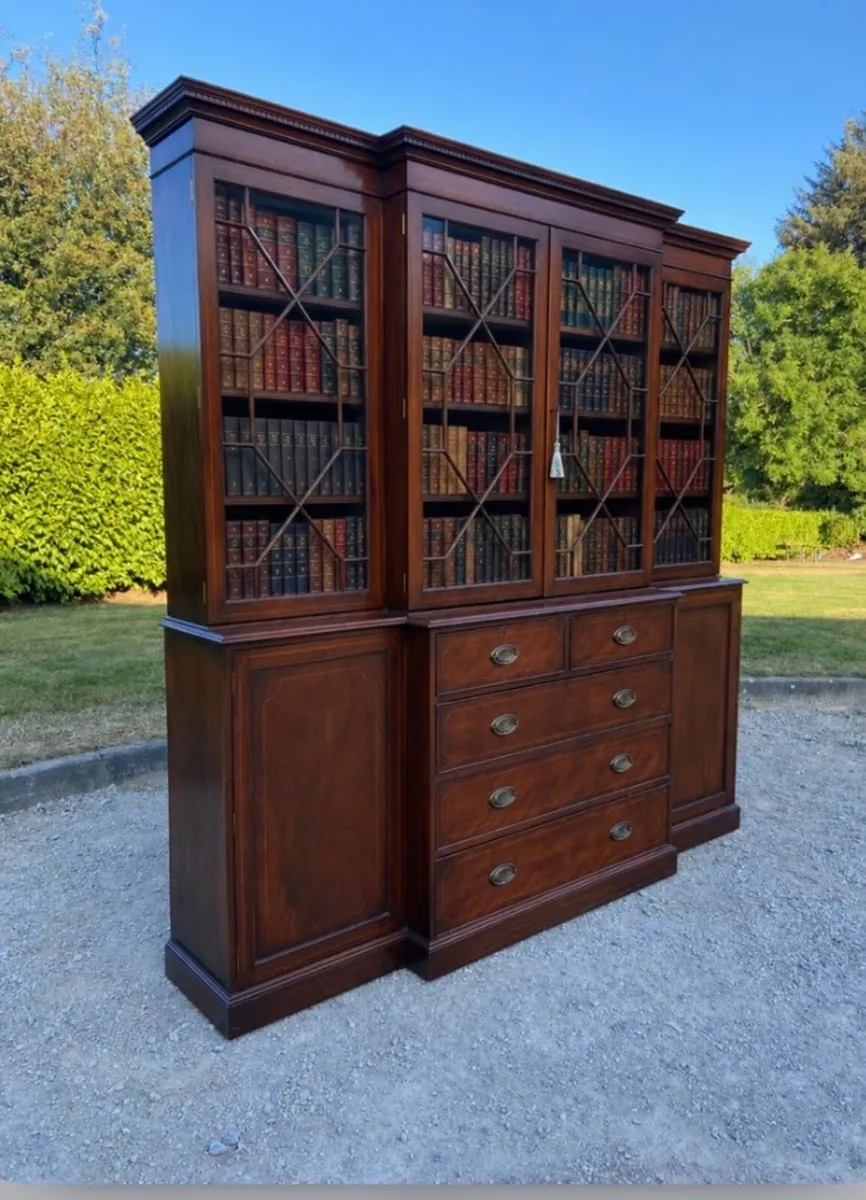 Edwardian inlaid Bookcase cabinet - Image 2