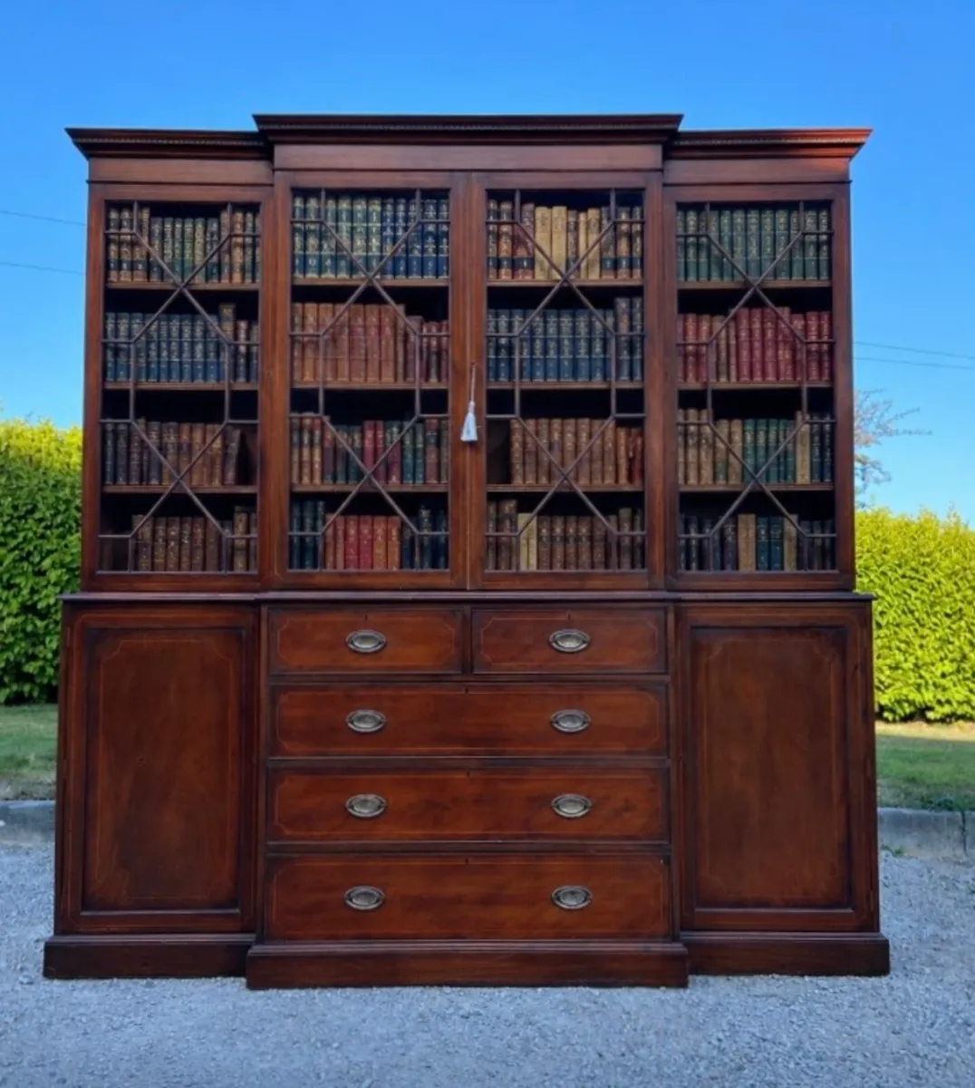 Edwardian inlaid Bookcase cabinet - Image 4