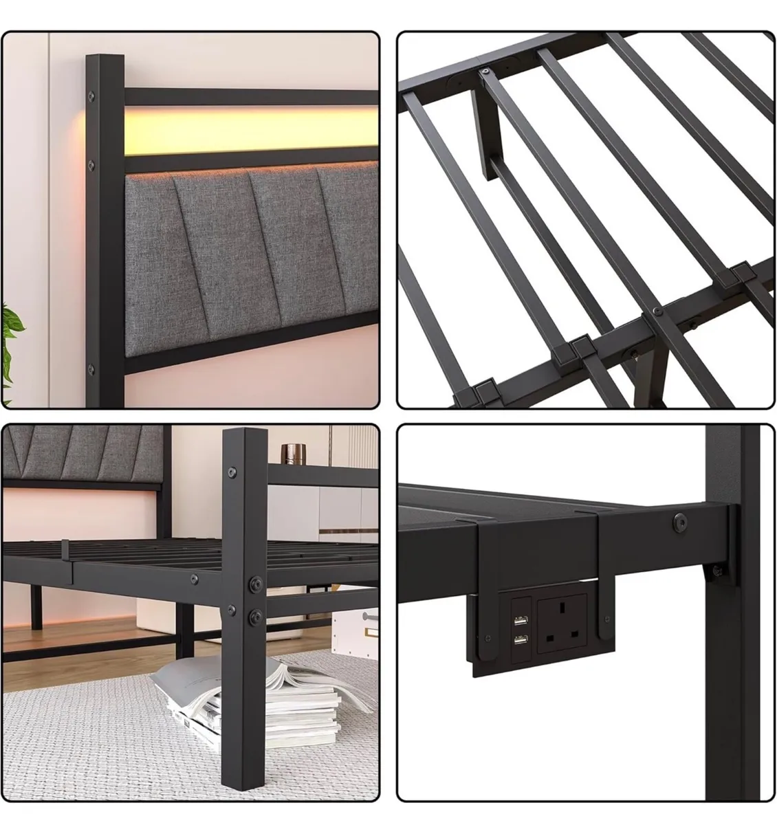 4FT6  Double Bed Frame with Storage Headboard - Image 3
