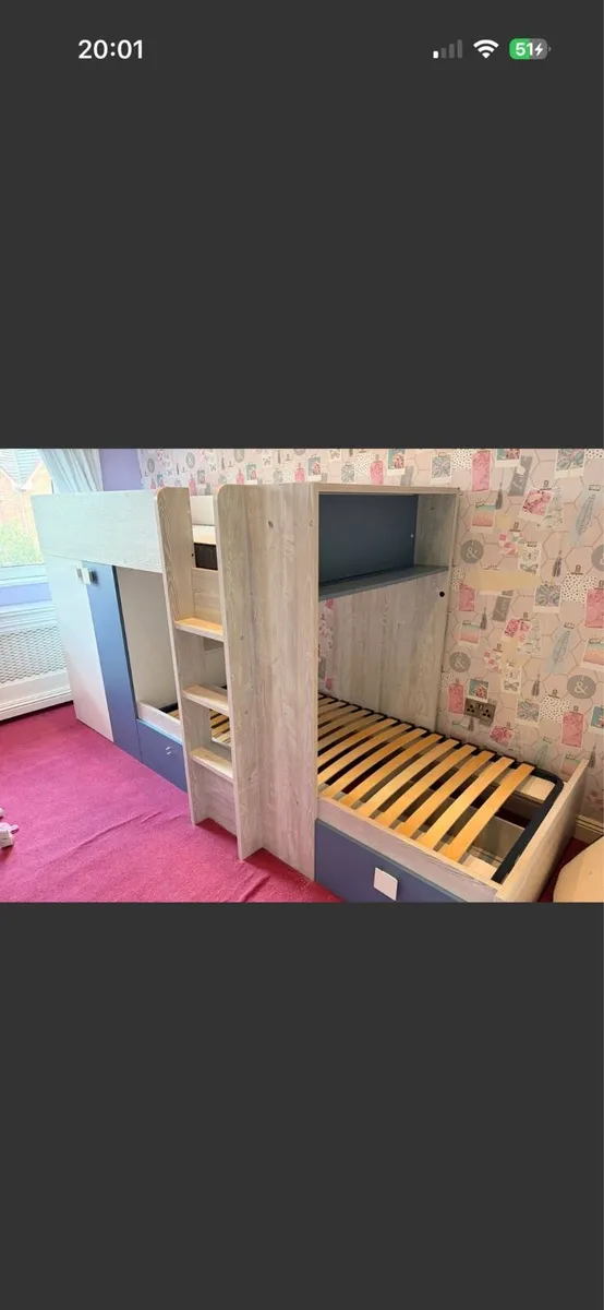 Bunk beds with wardrobe and storage - Image 1