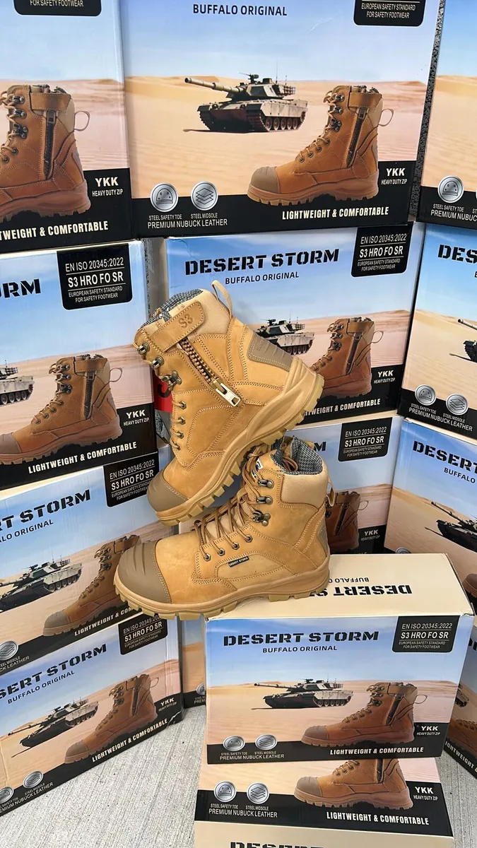 Desert Storm S3 Zip Work Boots all sizes - Image 1