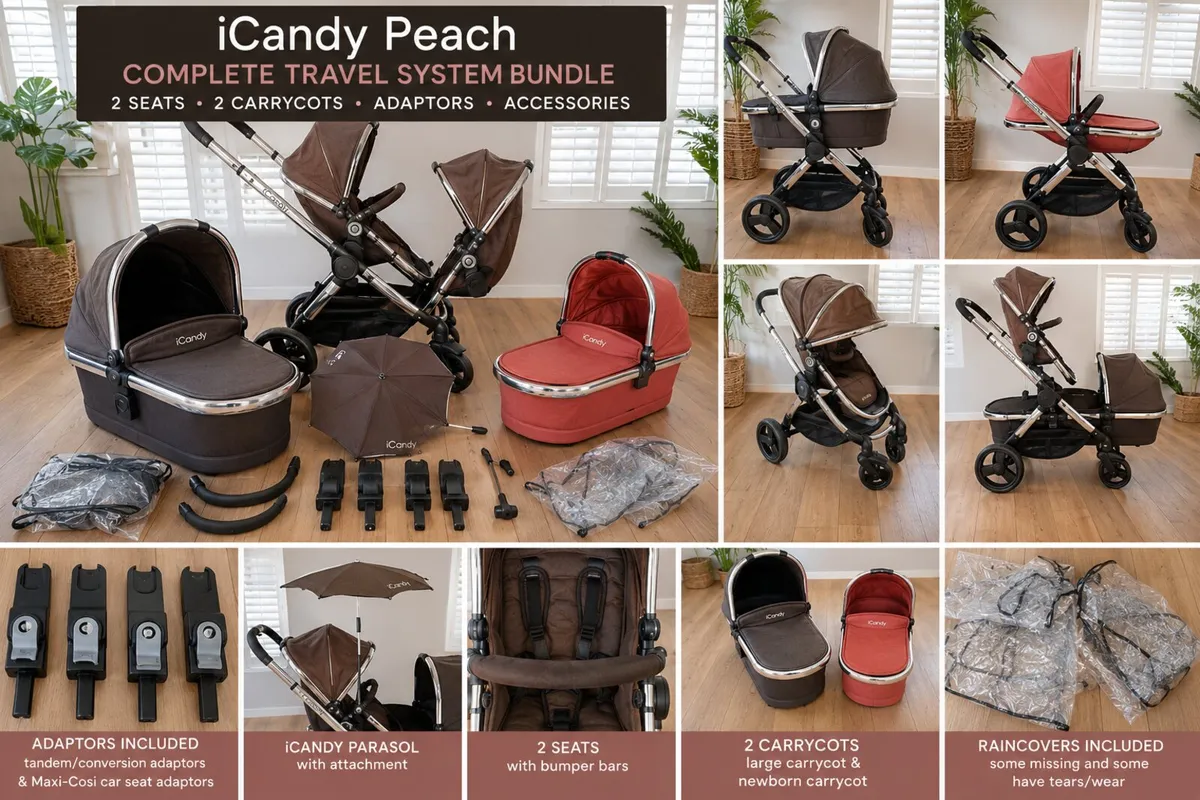 iCandy Peach/double tandem-complete travel system - Image 1