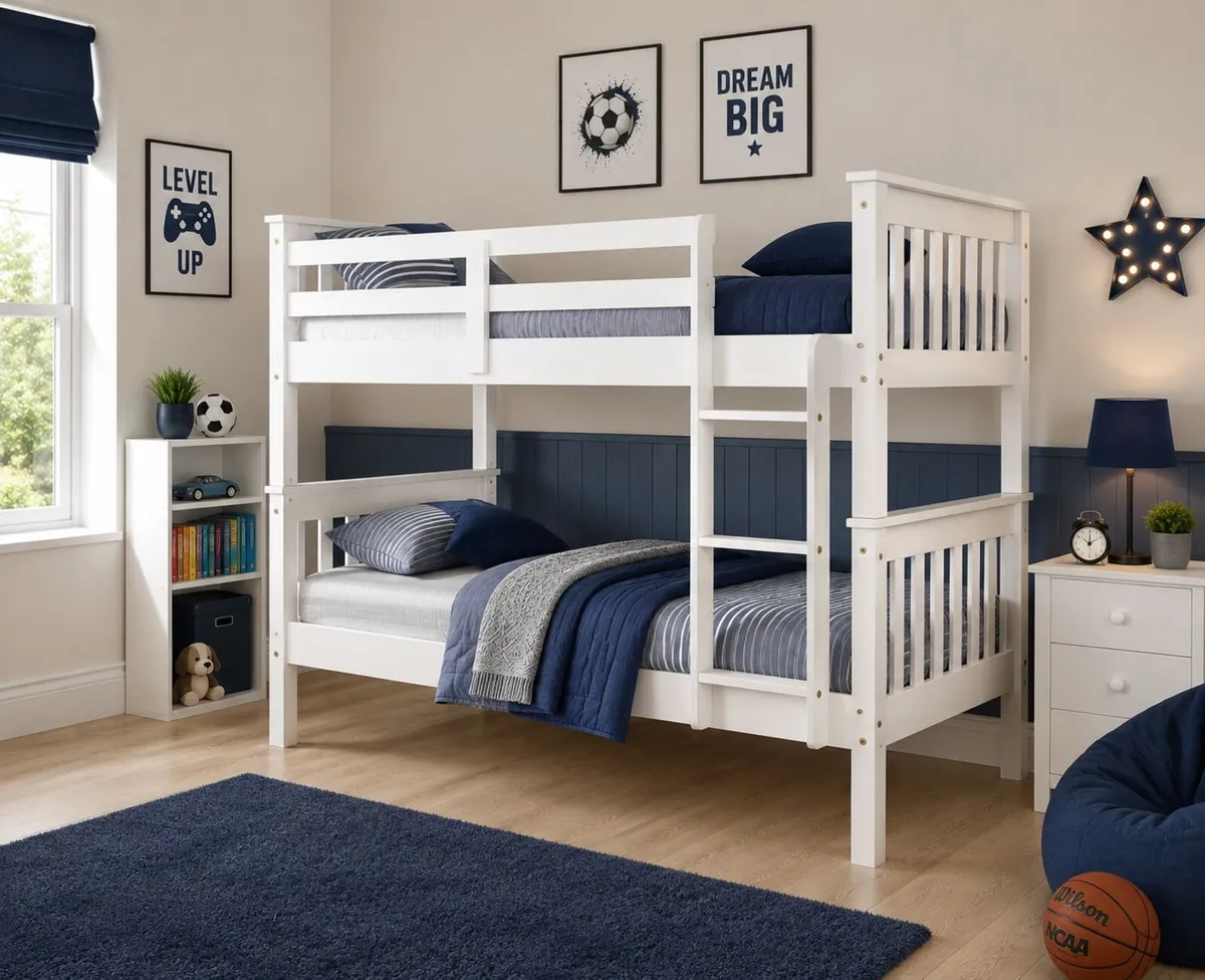 WHITE SINGLE BUNK BEDS - Image 1