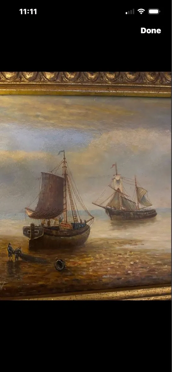Vintage cool on Board Maritime Painting - Image 3