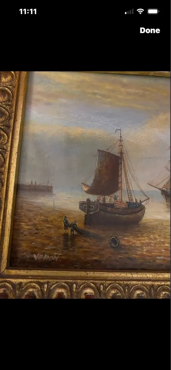 Vintage cool on Board Maritime Painting - Image 4