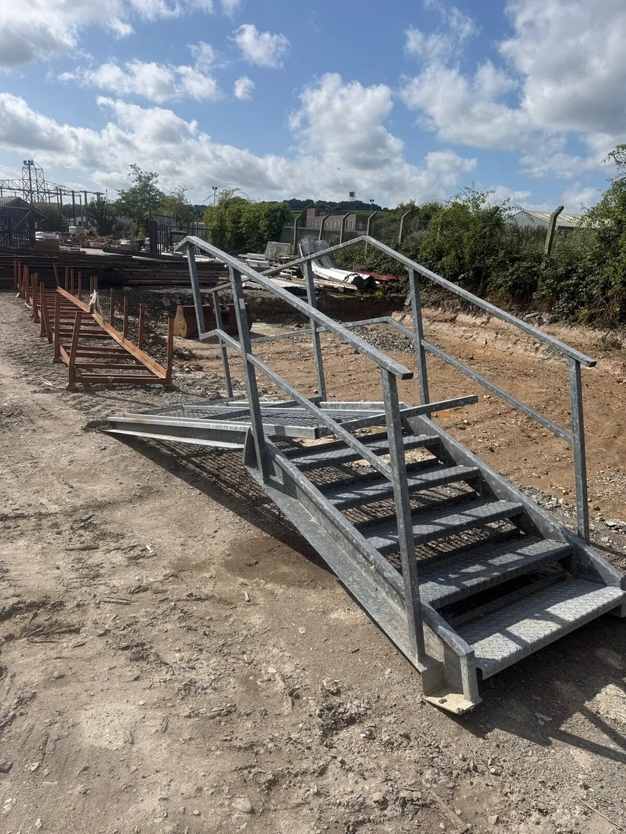 Galvanised stairs with landing - Image 1