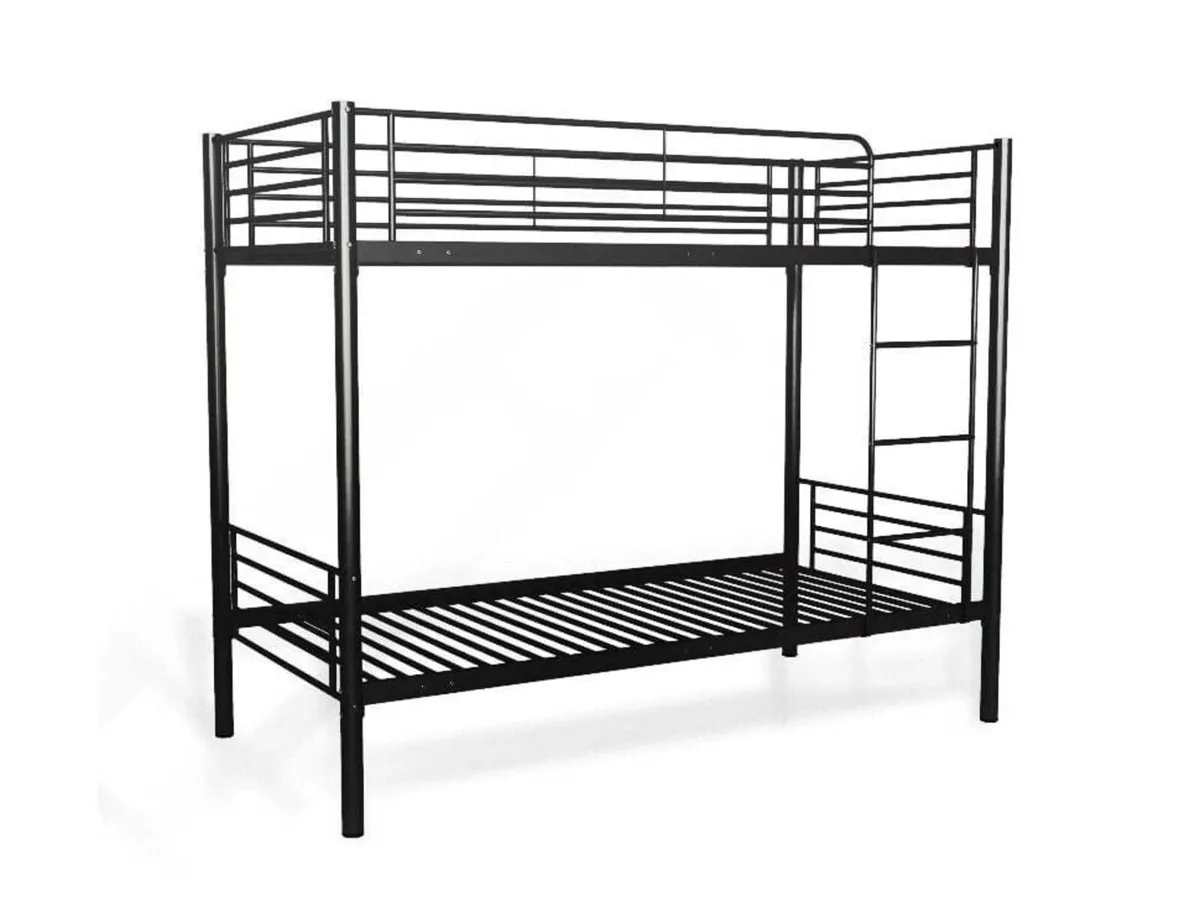Metal Single Bunk Bed Frame- Black - Free Deliver - Image 2