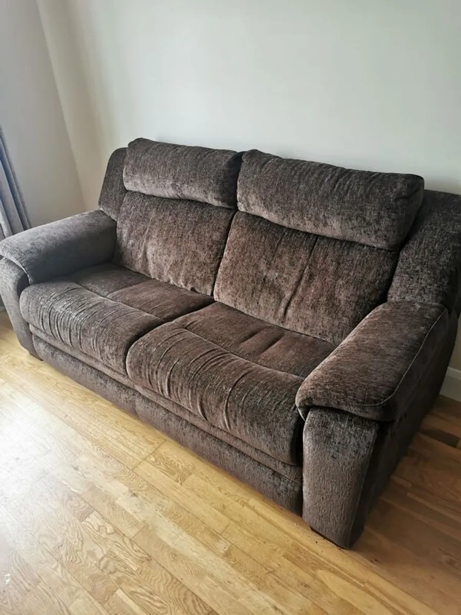 3 seater and 2 seater brown sofas - Image 1
