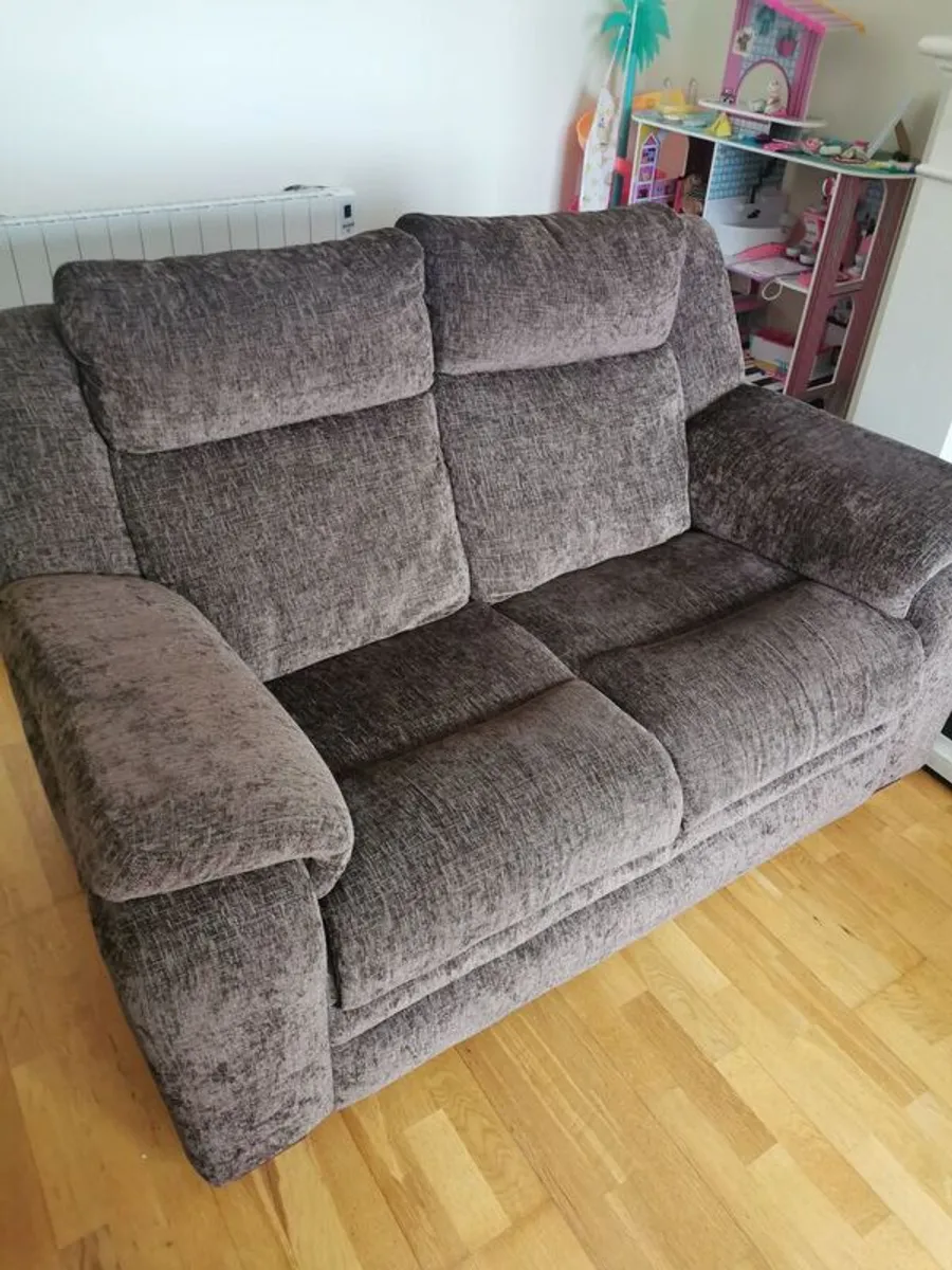 3 seater and 2 seater brown sofas - Image 2