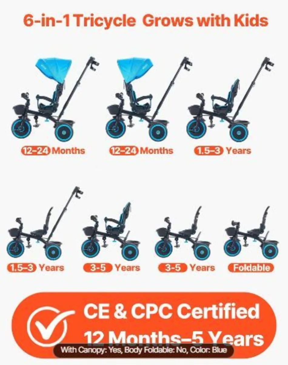 Toddler Tricycle & Stroller for 1-5 Year Old - Image 2