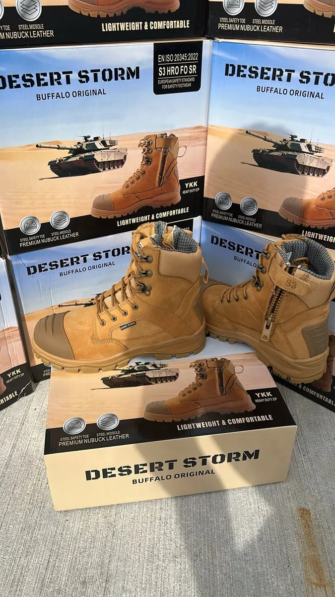 Desert Storm S3 Zip Work Boots all sizes - Image 1