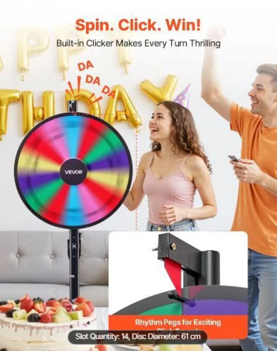 610 mm Spinning Prize Wheel, 14 Slots - Image 4