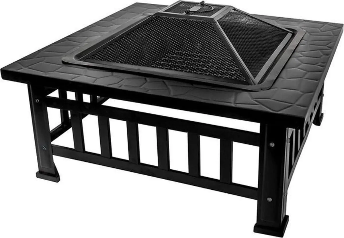 Outdoor Fire Bowl with Spark Guard & Grill Grate - Image 1