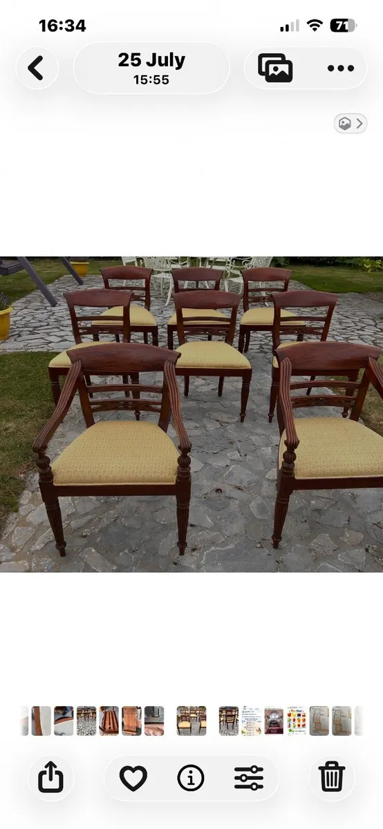 Mahogony table, 8 chairs, mahogony display cabinet - Image 4