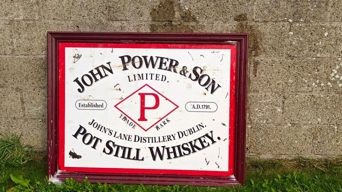 Powers whiskey ceramic sign large