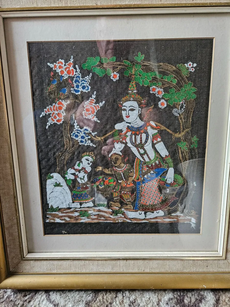 Vintage Thai Painting on Silk - Image 2