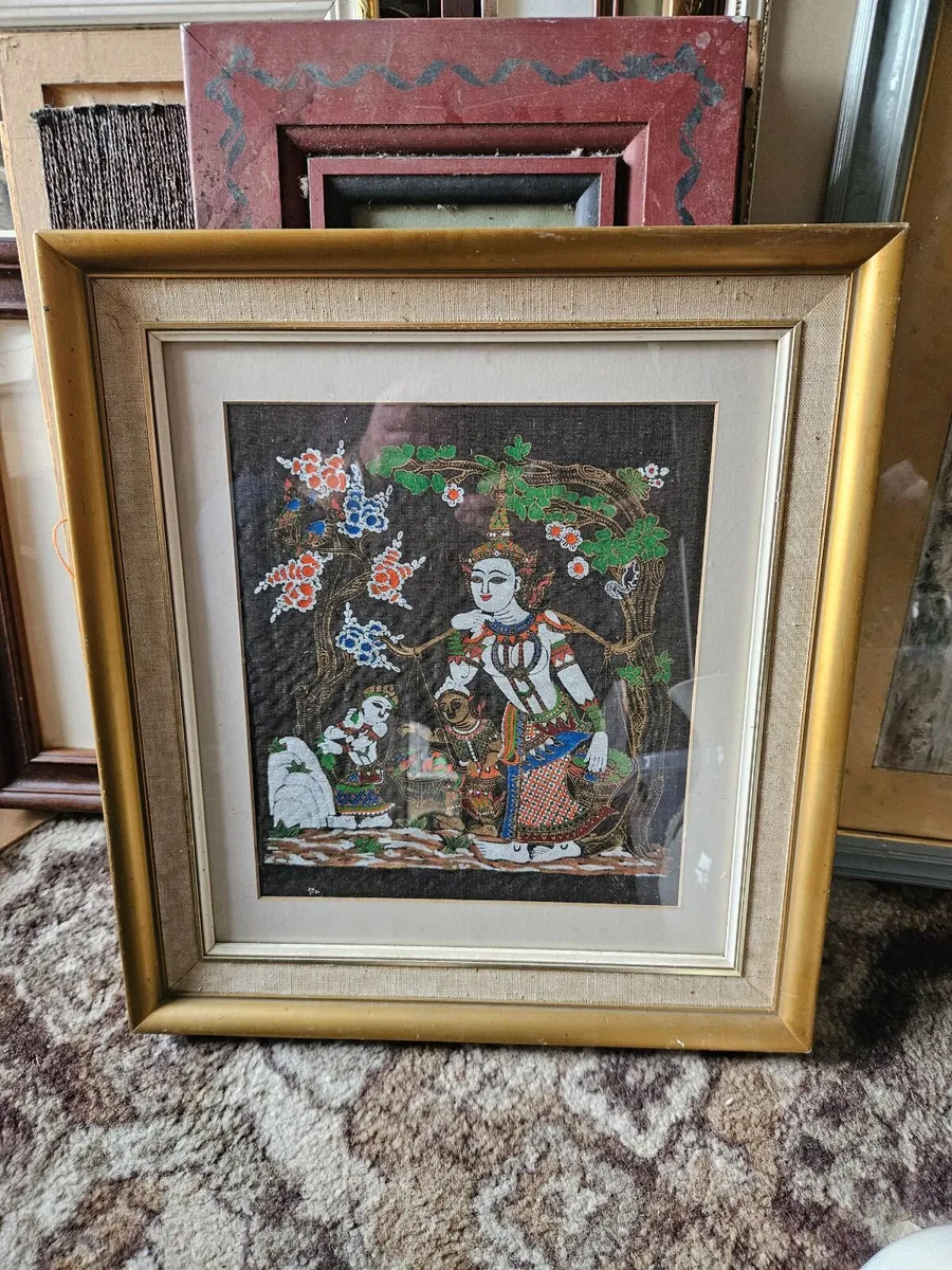 Vintage Thai Painting on Silk - Image 1