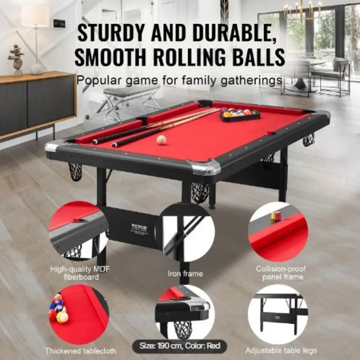 Billiards Table, 192 cm Pool Table, - Image 2