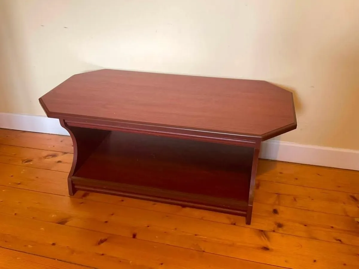 Elegant Dark Wood Coffee Table – Storage Shelf - Image 2