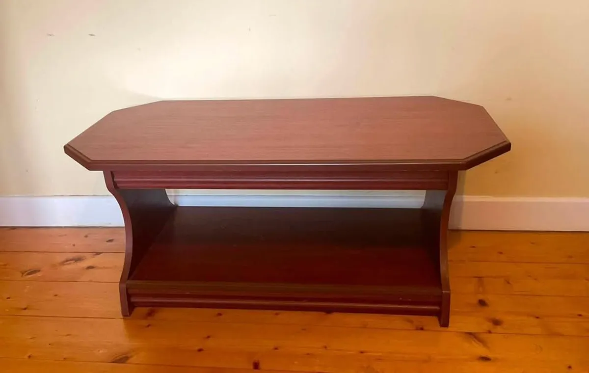 Elegant Dark Wood Coffee Table – Storage Shelf - Image 1
