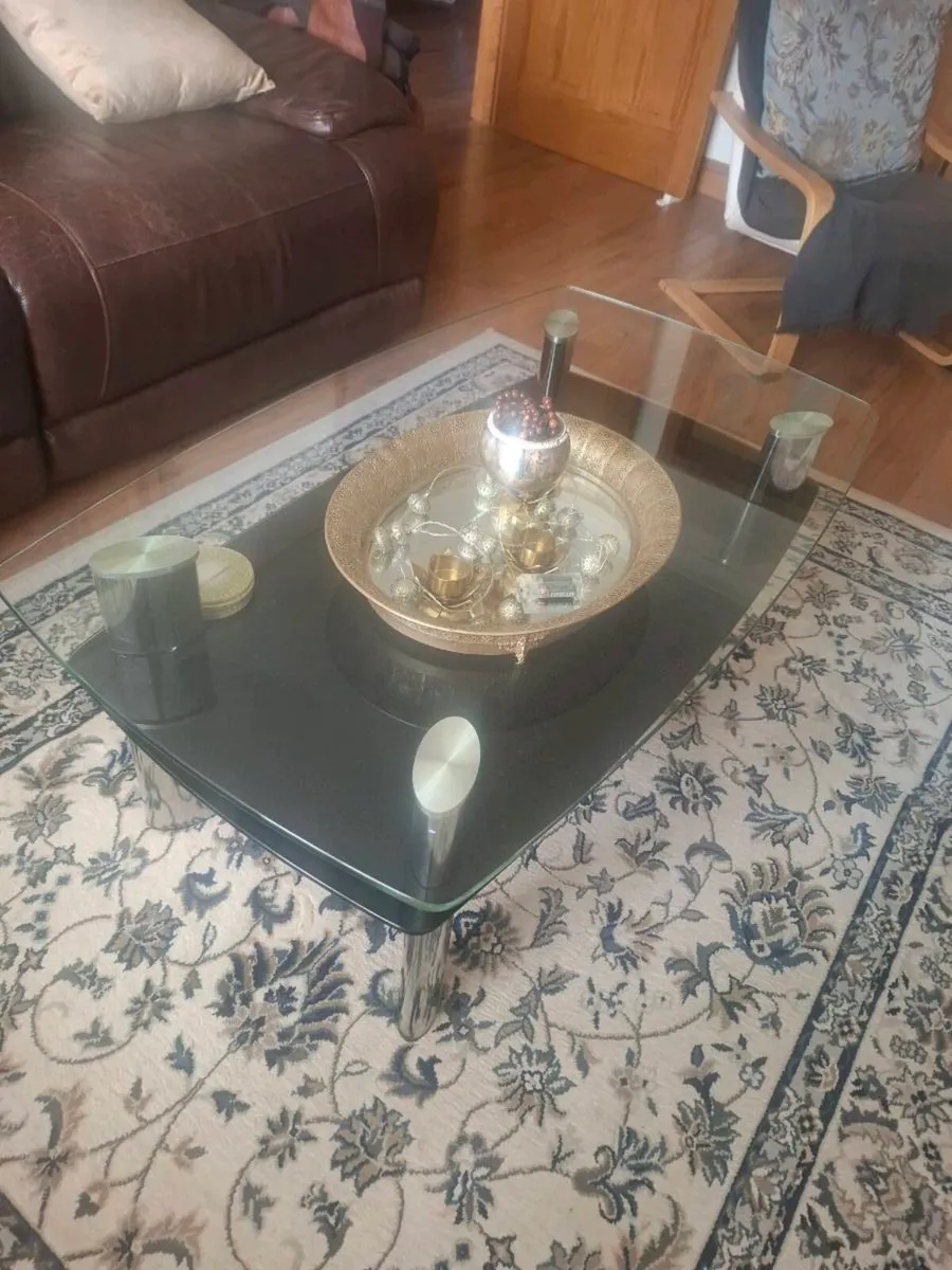 A 2 Tier Glass Coffee Table & Side Table - Image 1