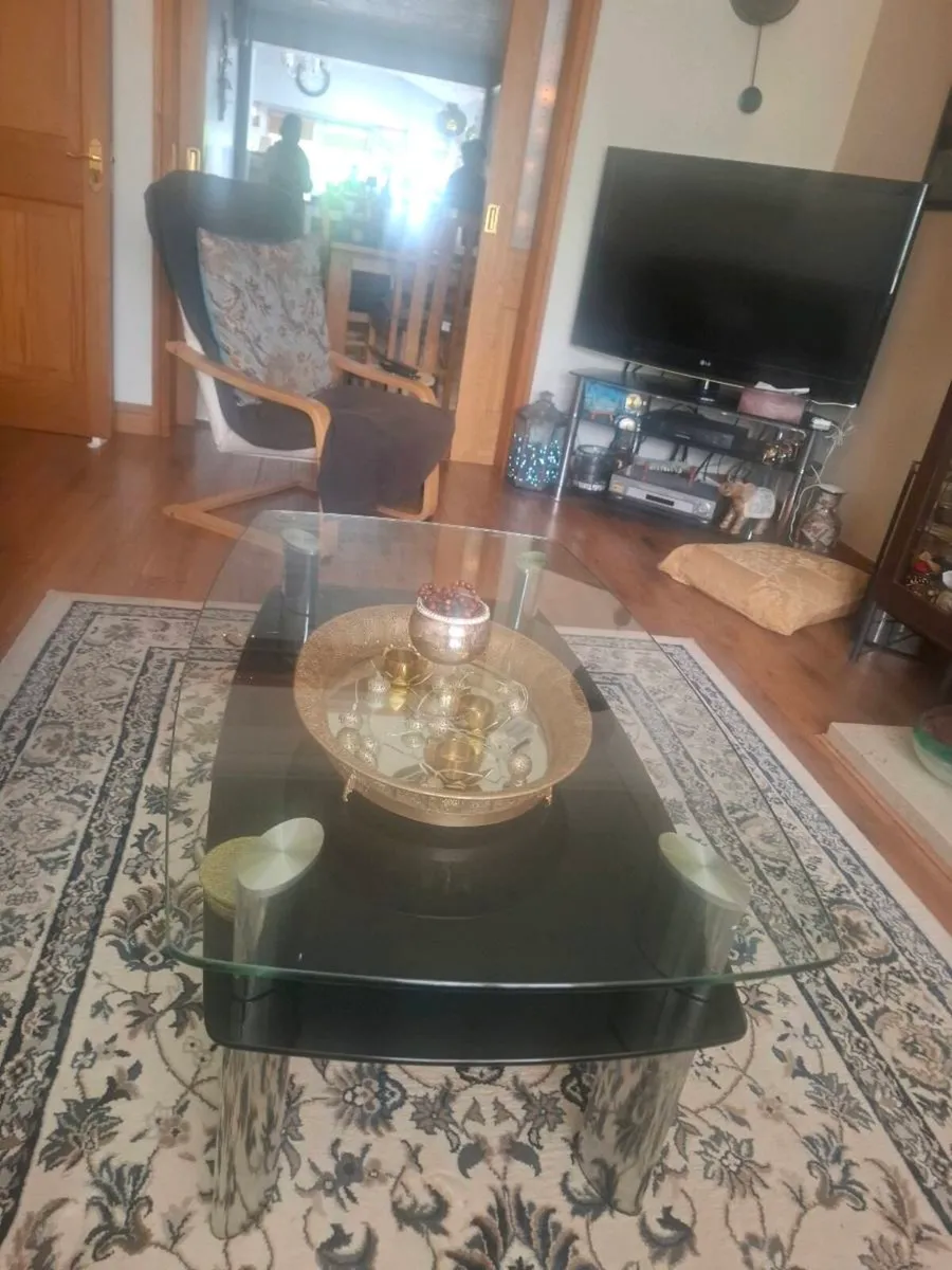 A 2 Tier Glass Coffee Table & Side Table - Image 2