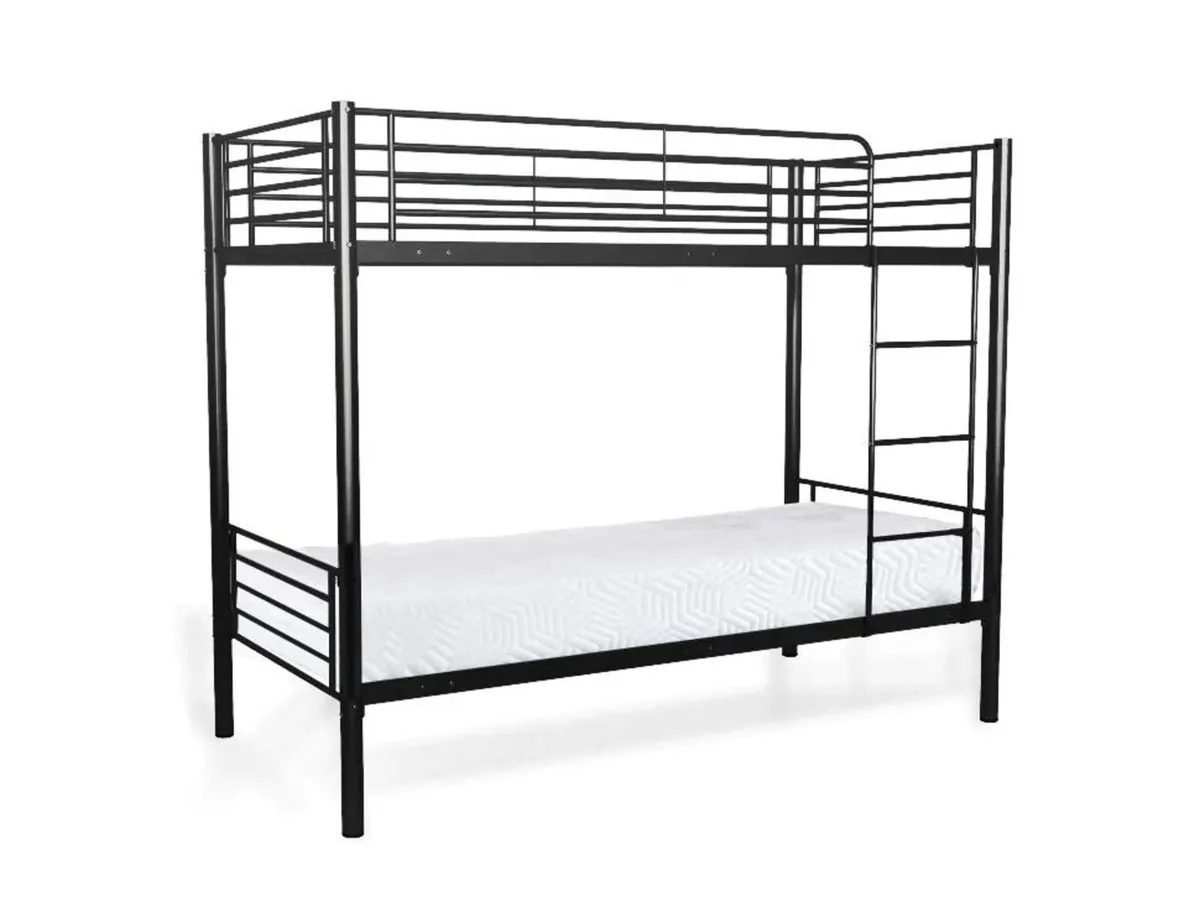 Metal Single Bunk Bed Frame- Black - Free Deliver - Image 2